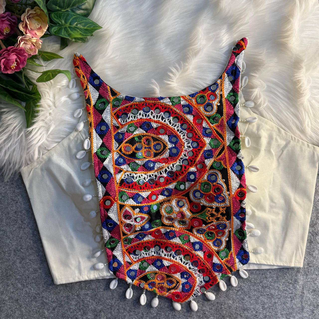 Navratri Special Fancy Kaudi Lace Embroidery Blouse