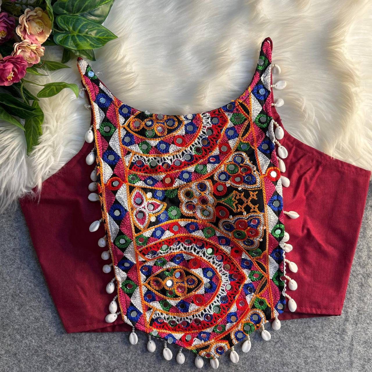 Navratri Special Fancy Kaudi Lace Embroidery Blouse