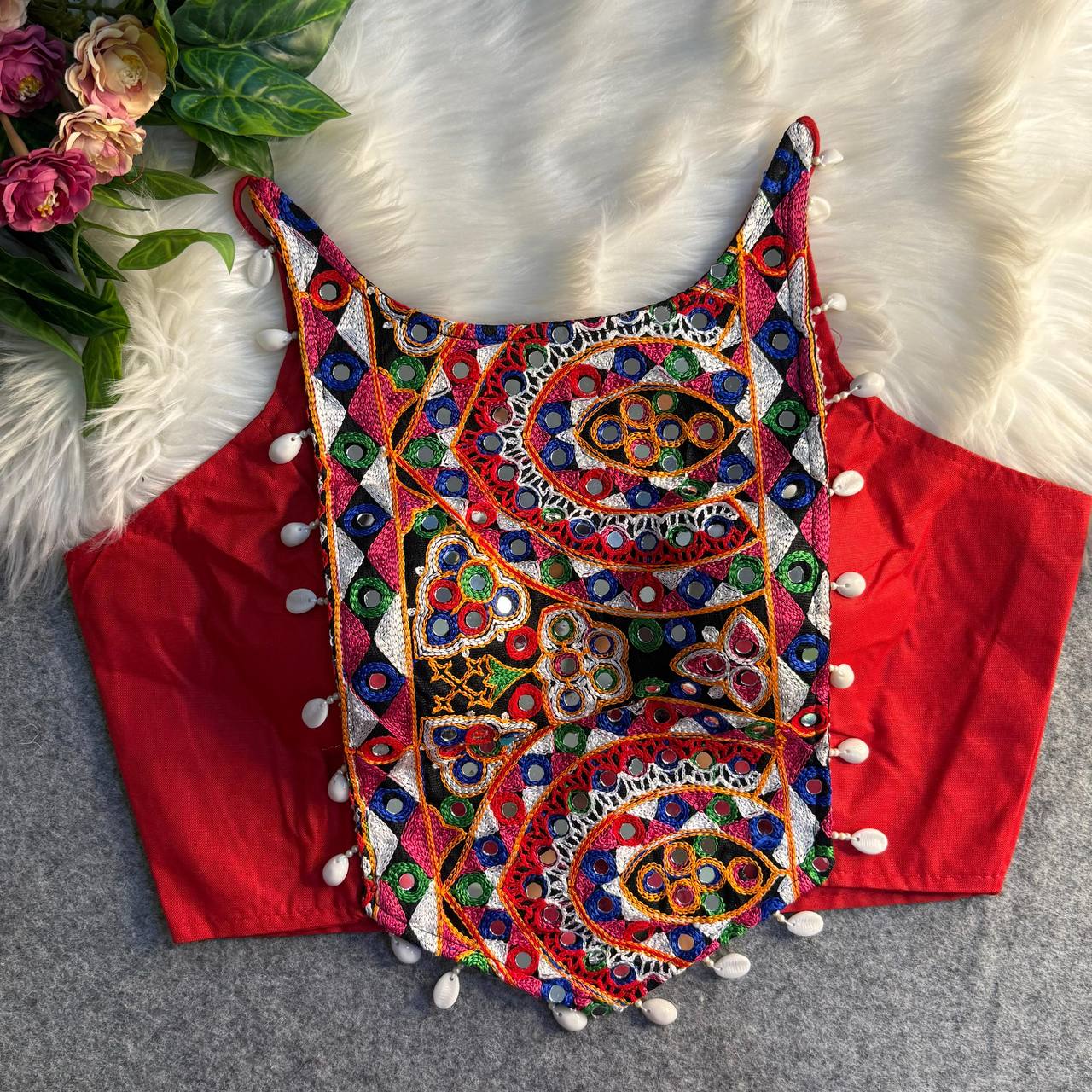 Navratri Special Fancy Kaudi Lace Embroidery Blouse