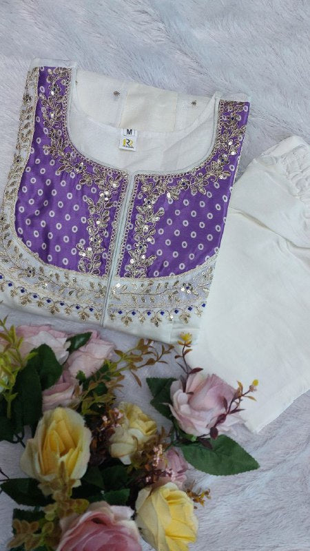 Embroidered Blue White Two-Piece Palazzo Sharara Suit