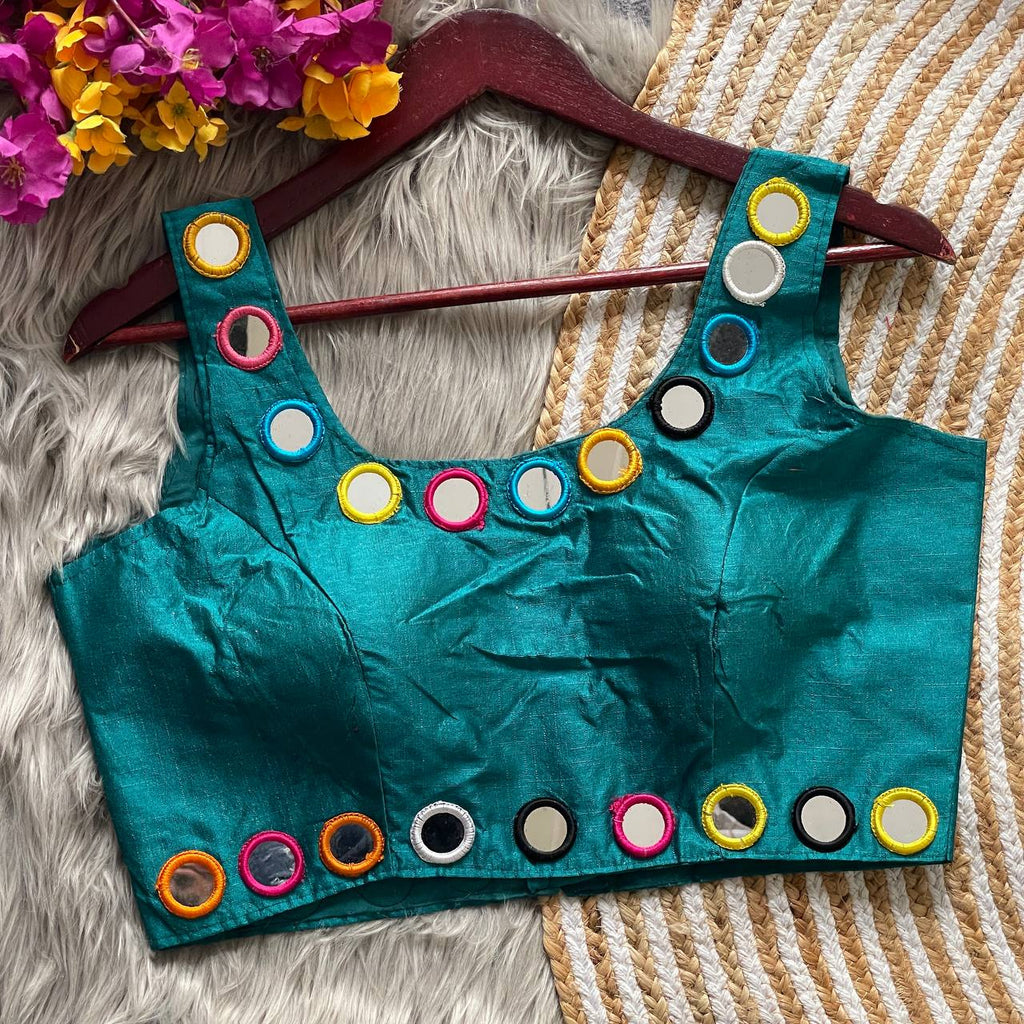 Traditional Navratri Bollywood Style Blouse Real Mirror Work