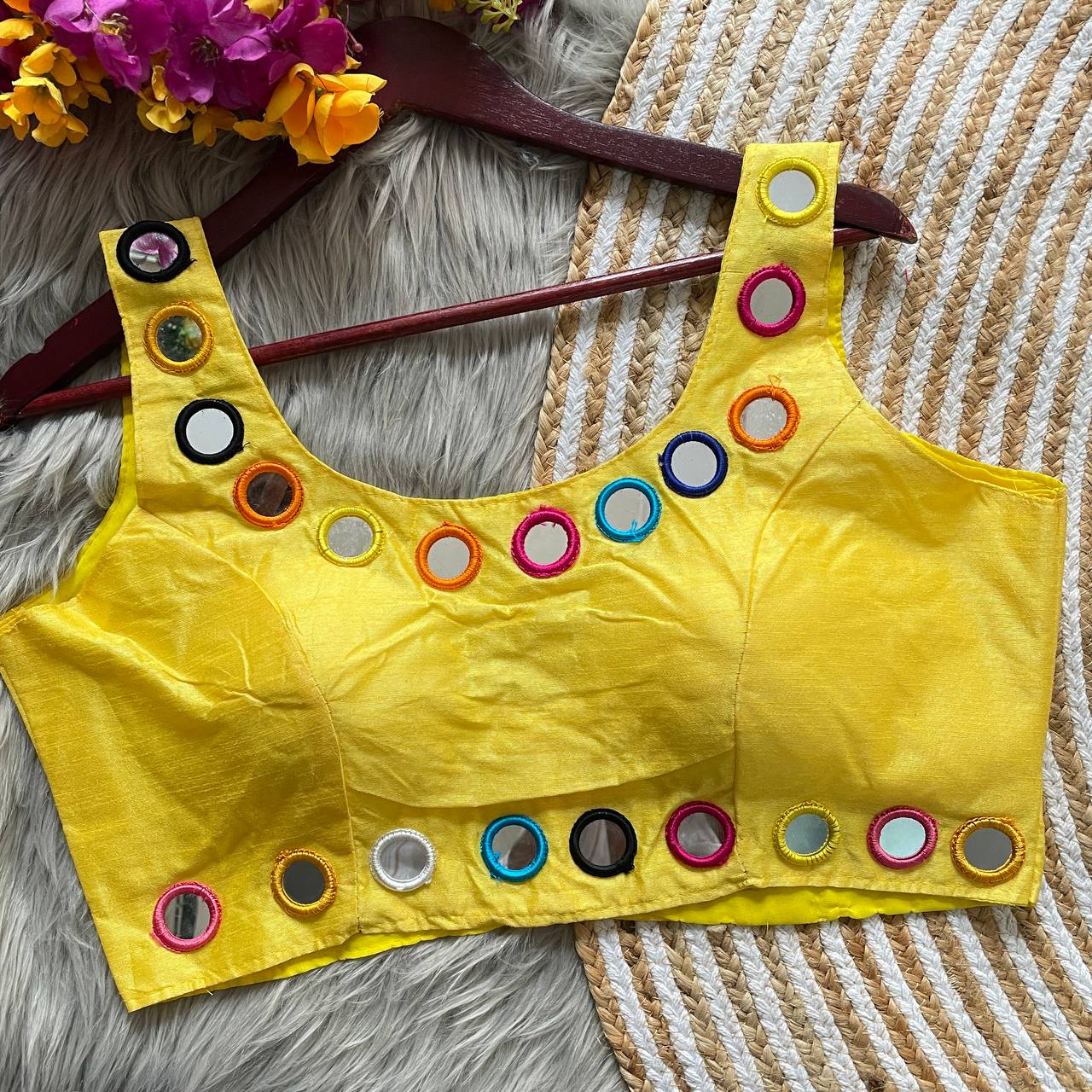 Traditional Navratri Bollywood Style Blouse Real Mirror Work