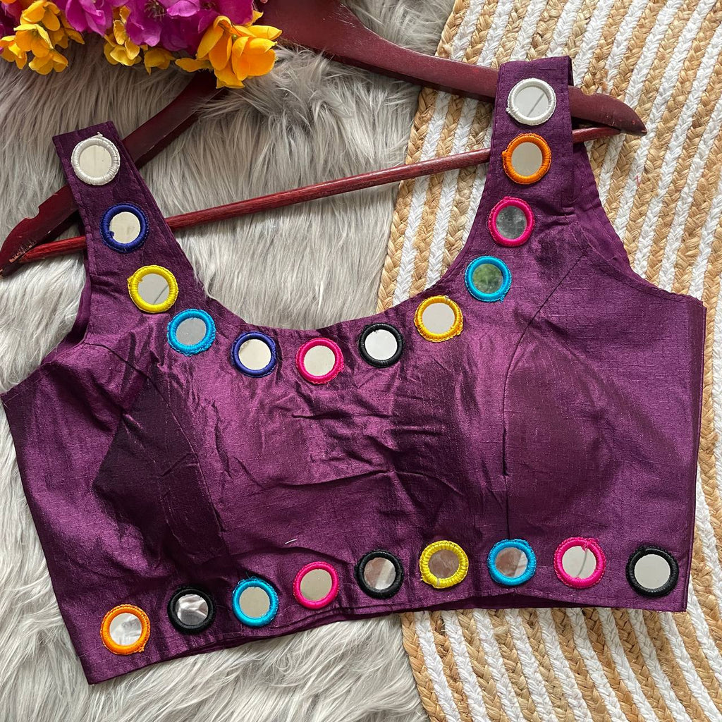Traditional Navratri Bollywood Style Blouse Real Mirror Work