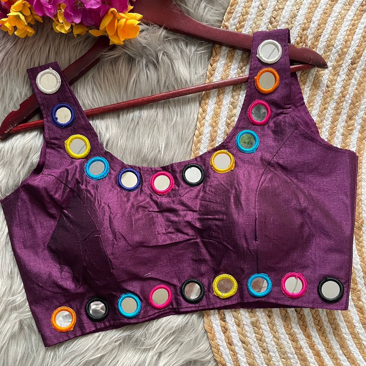 Traditional Navratri Bollywood Style Blouse Real Mirror Work