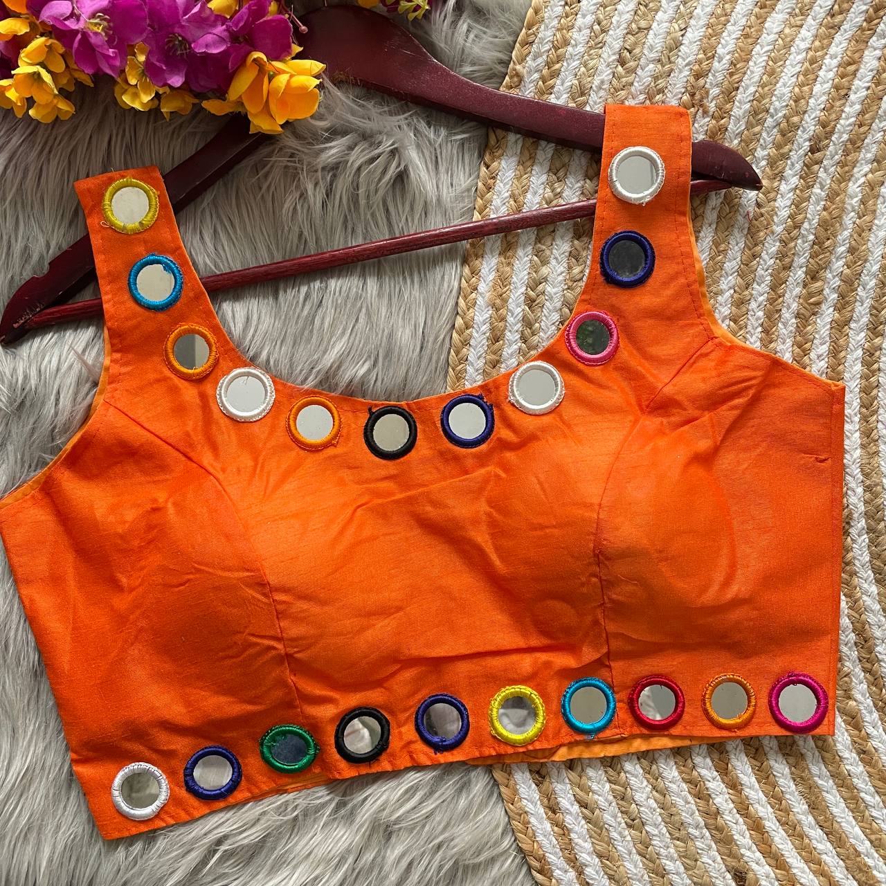 Traditional Navratri Bollywood Style Blouse Real Mirror Work