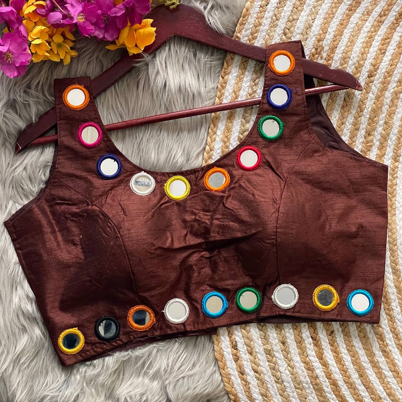 Mirror Work Traditional Navratri Bollywood Style Blouse