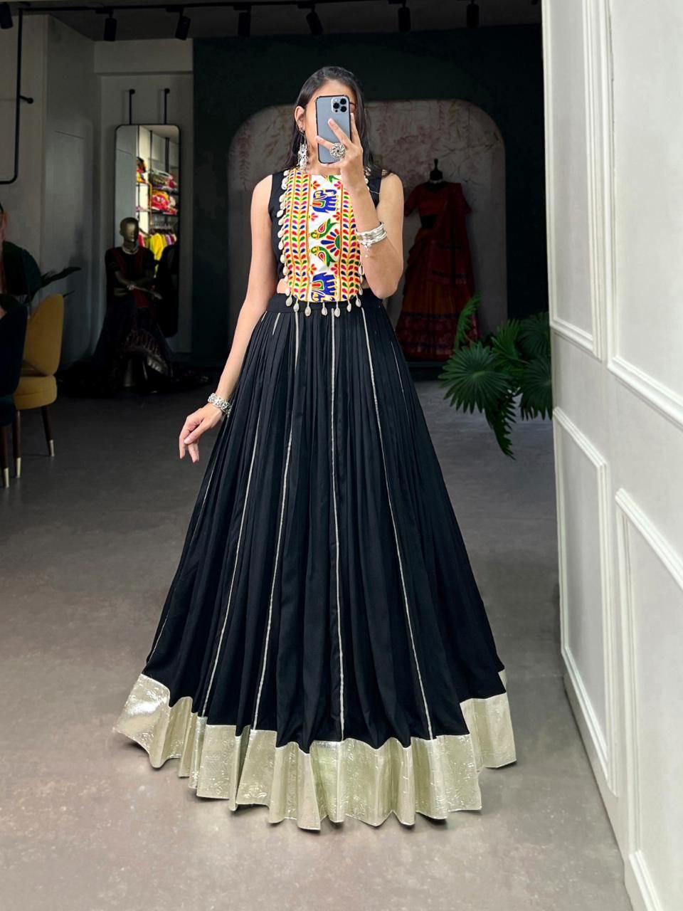 Rayon Navratri Chaniya Choli With Gotta Patti Border