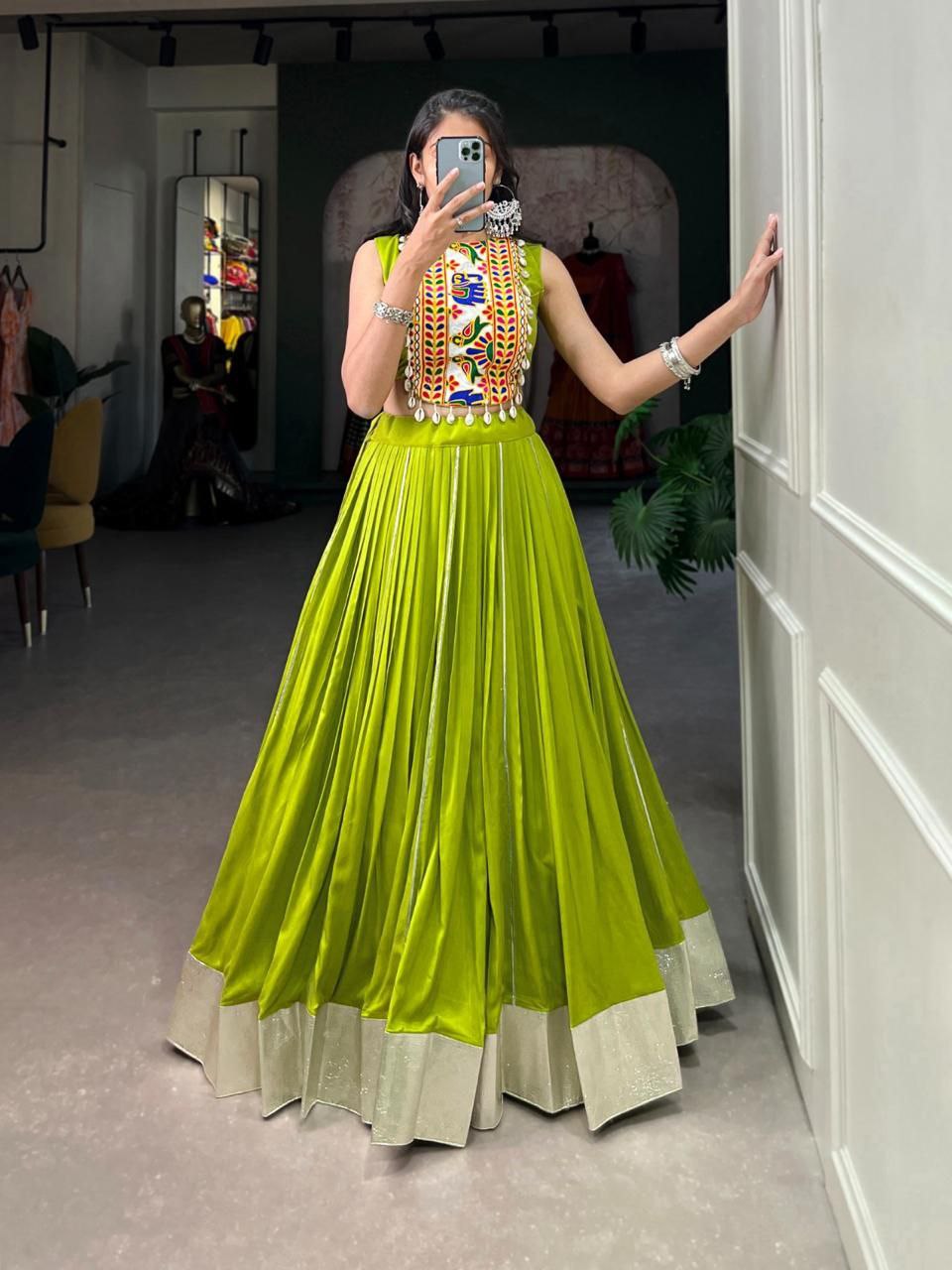 Rayon Navratri Chaniya Choli With Gotta Patti Border