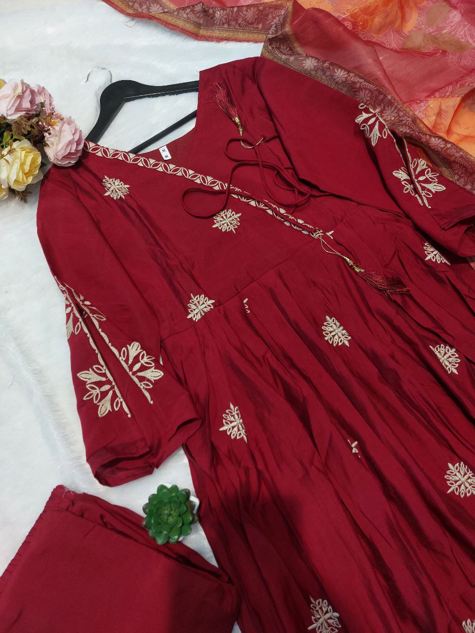 Designer Maroon Embroidered Anarkali Suit