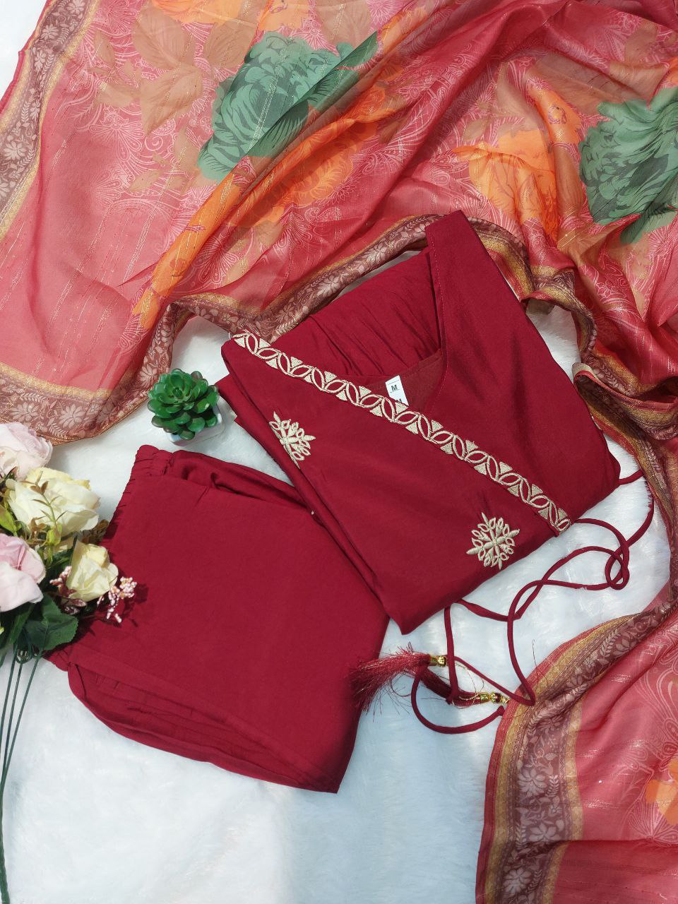 Designer Maroon Embroidered Anarkali Suit