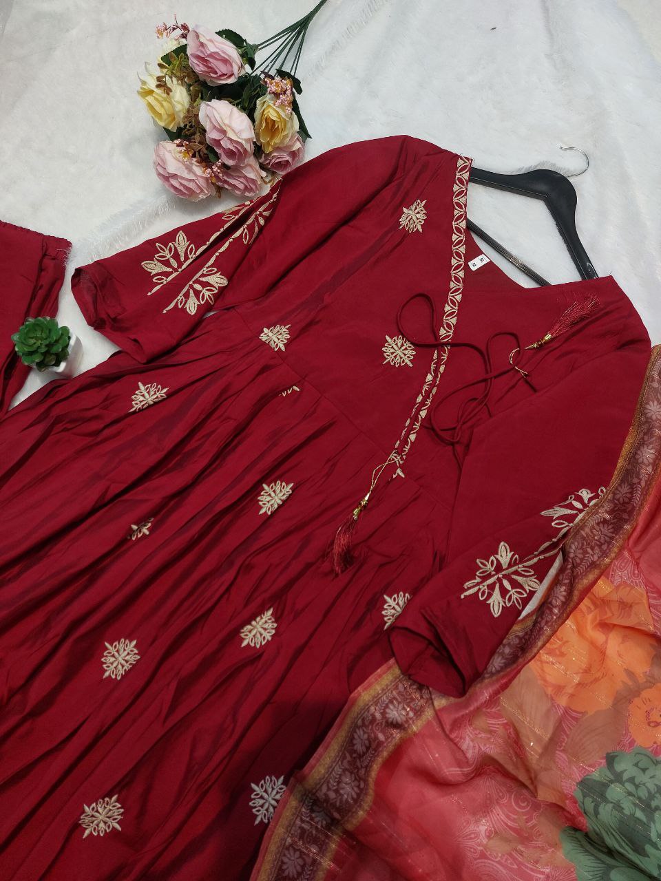 Designer Maroon Embroidered Anarkali Suit