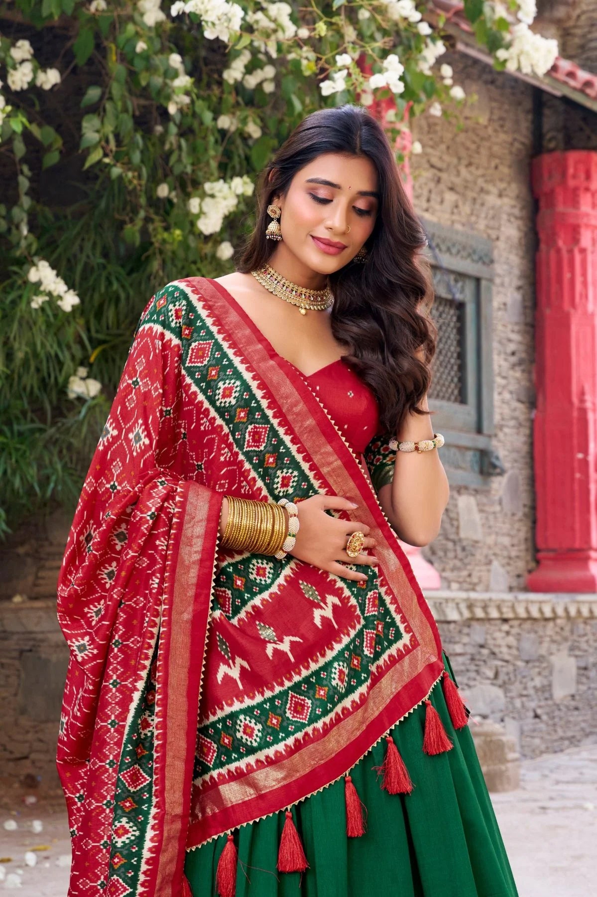 Traditional Green Digital Print Lehenga Choli