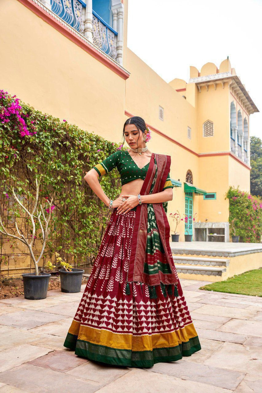 Designer Foil Printed Lehenga Premium Dola Fabric
