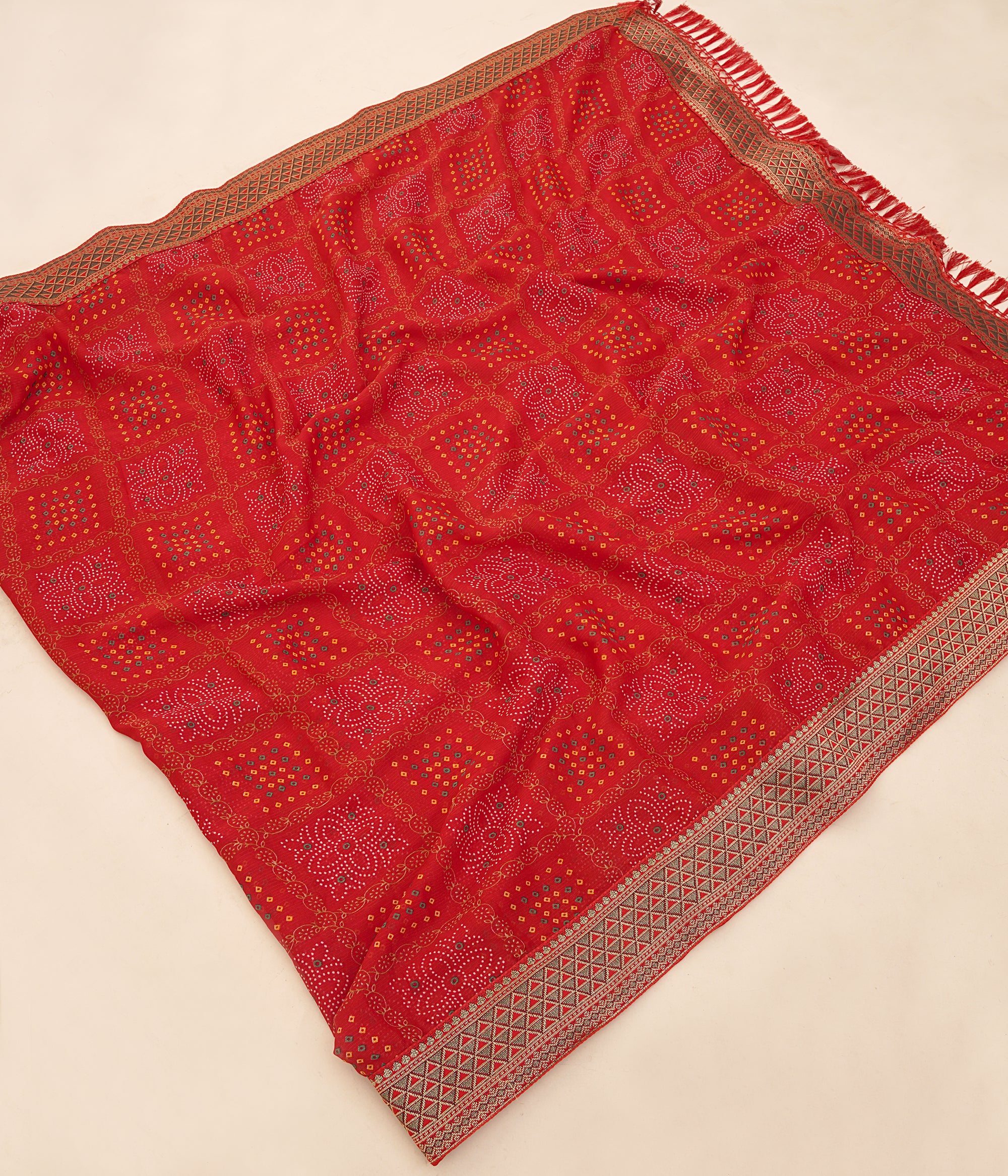 Red Bandhej Saree in Premium Georgette Fabric