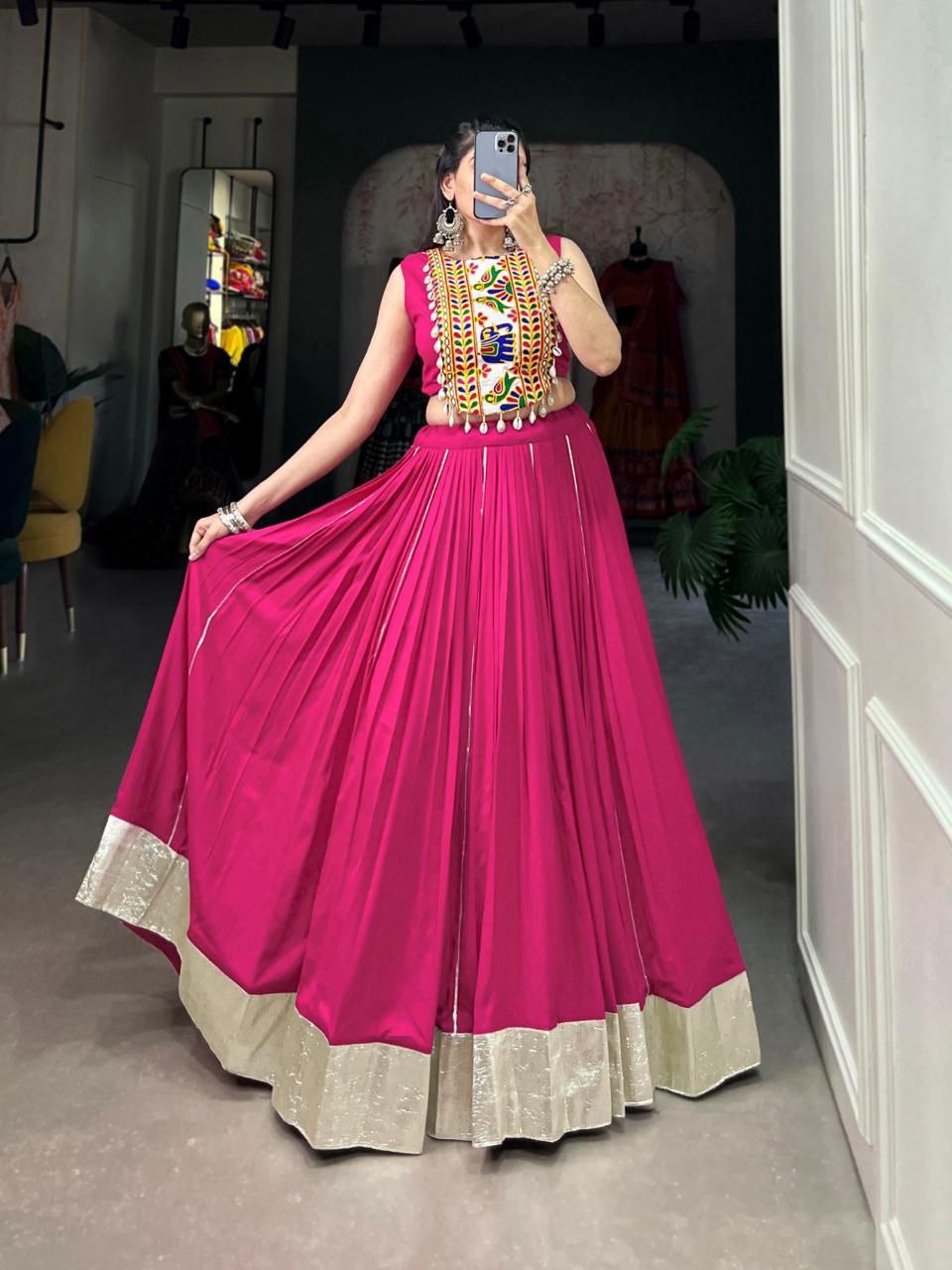 Rayon Navratri Chaniya Choli With Gotta Patti Border