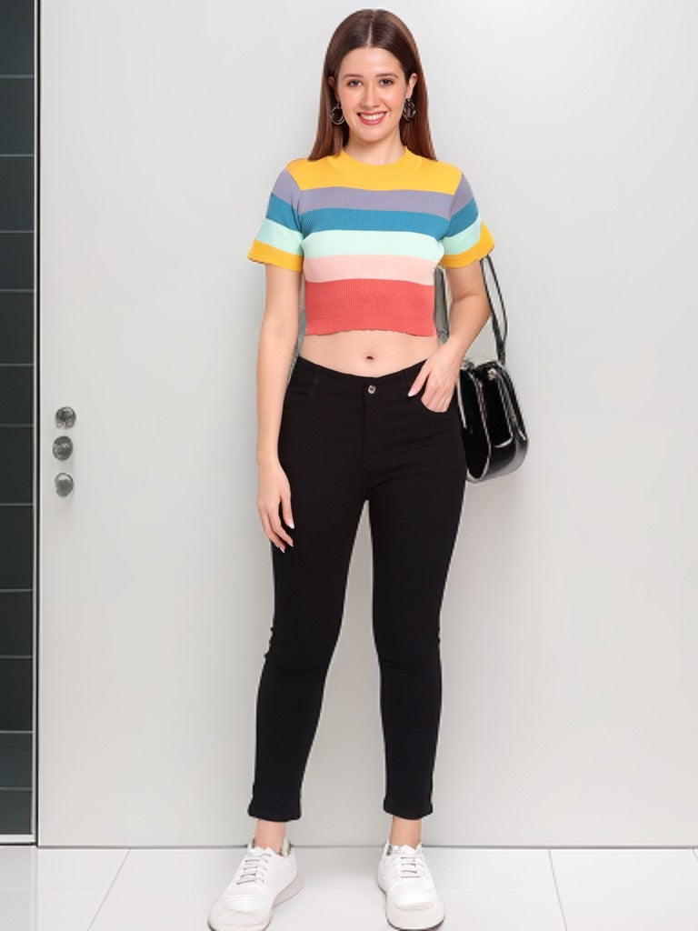 Women Black Ankle Length Skinny Jeans