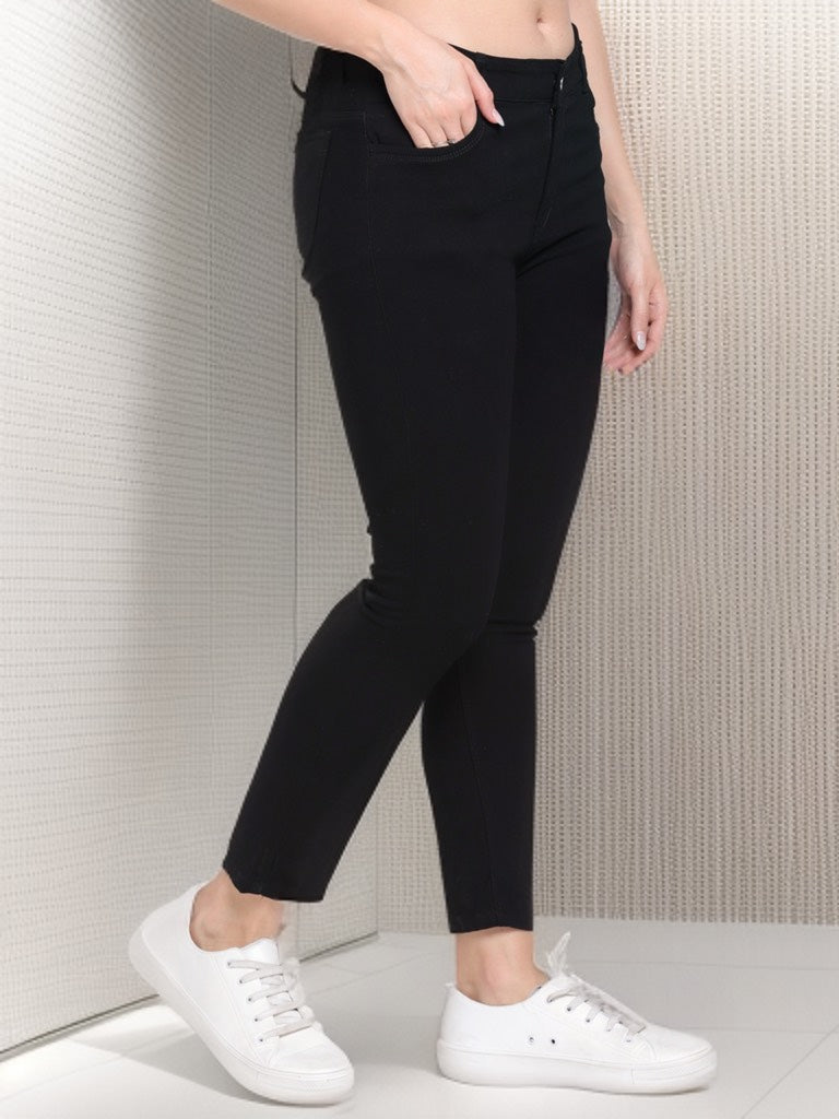Women Black Ankle Length Skinny Jeans