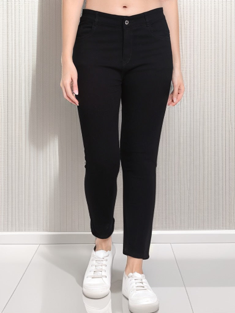 Women Black Ankle Length Skinny Jeans