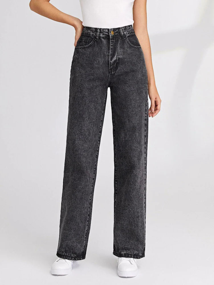 Comfort Meets Trend: Wide-Leg Grey Denim
