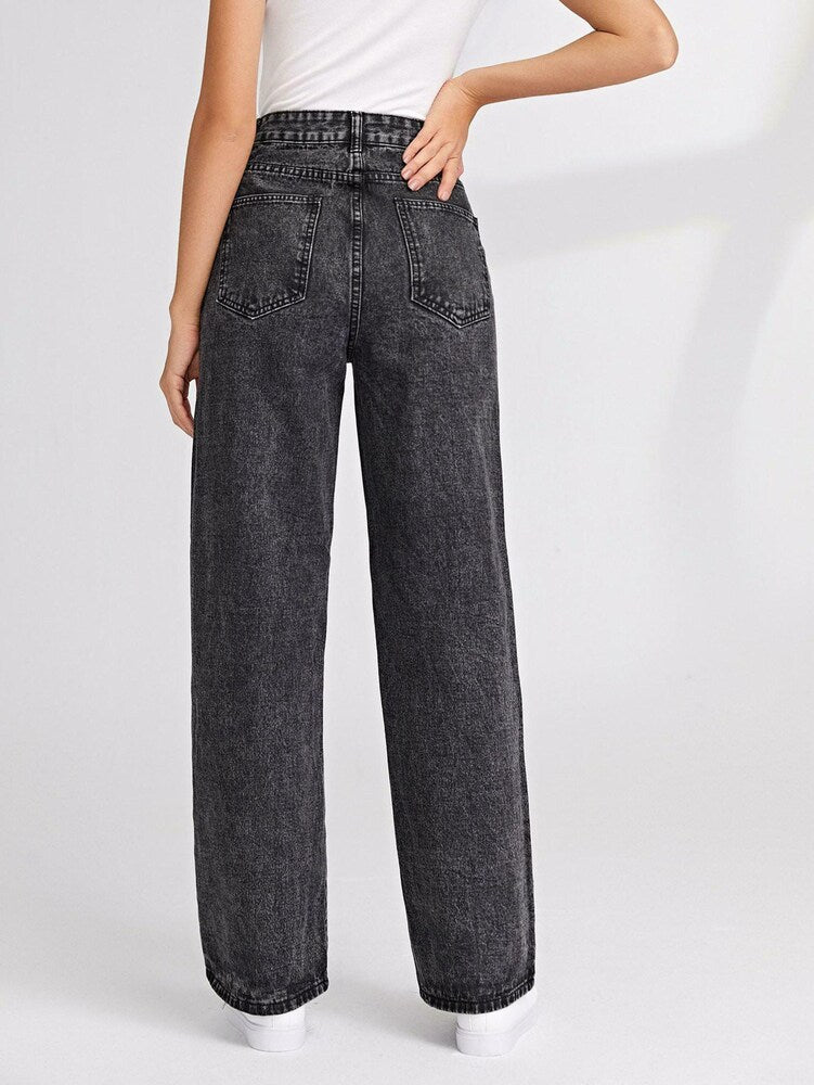 Comfort Meets Trend: Wide-Leg Grey Denim