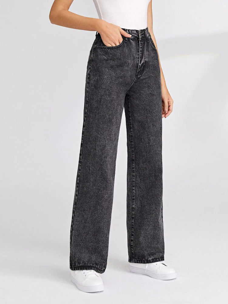 Comfort Meets Trend: Wide-Leg Grey Denim