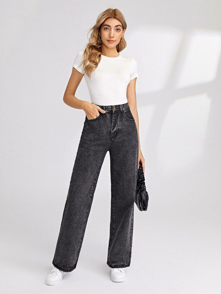 Comfort Meets Trend: Wide-Leg Grey Denim