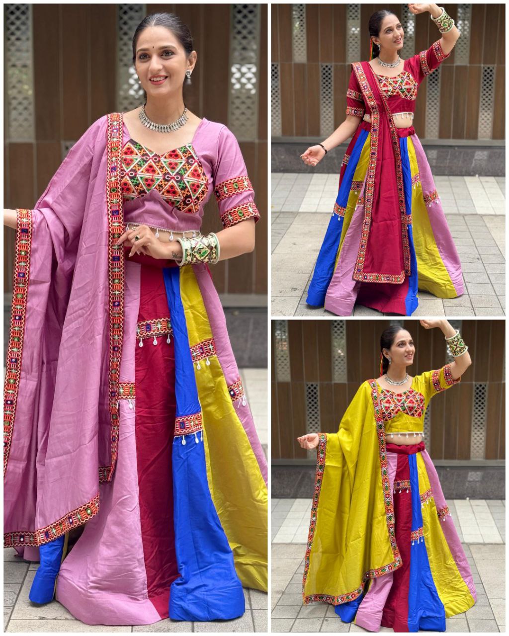 Silk Cotton Multicolor Navratri Ghamthi Lace Chaniya Choli