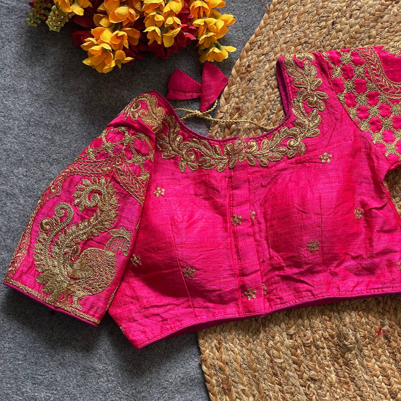 Bridal Heavy Embroidered Work Pure Silk Blouse