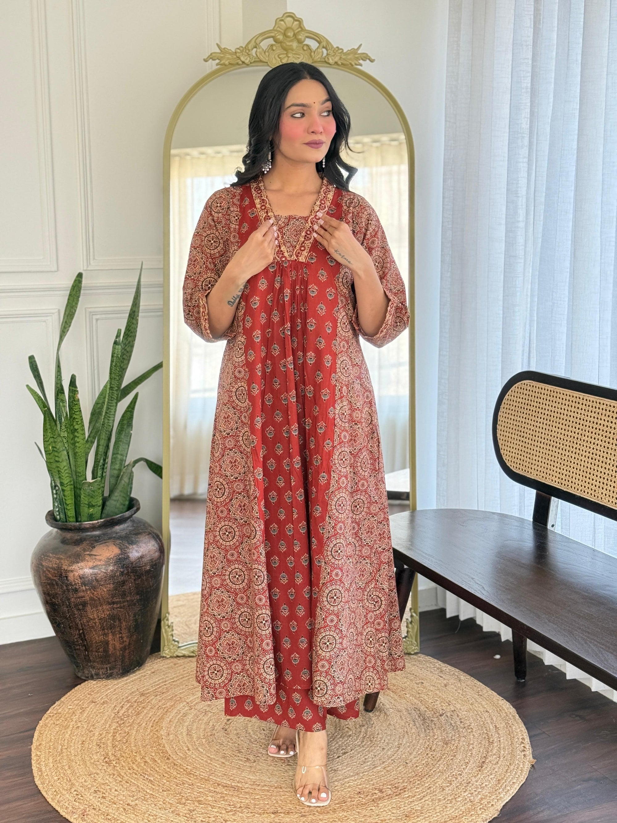 Festival Special Cotton 3 Piece Anarkali Suit Set