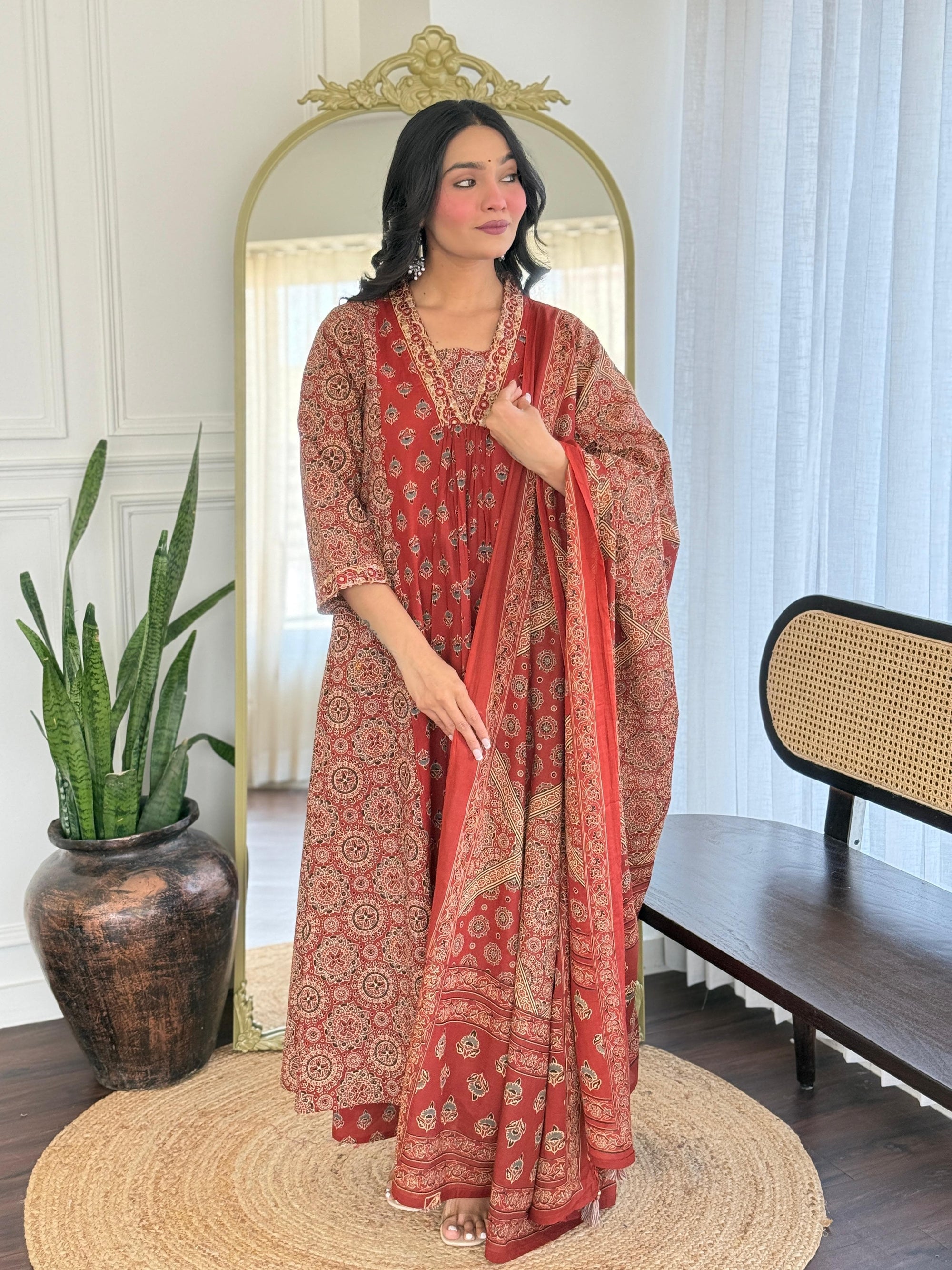 Festival Special Cotton 3 Piece Anarkali Suit Set