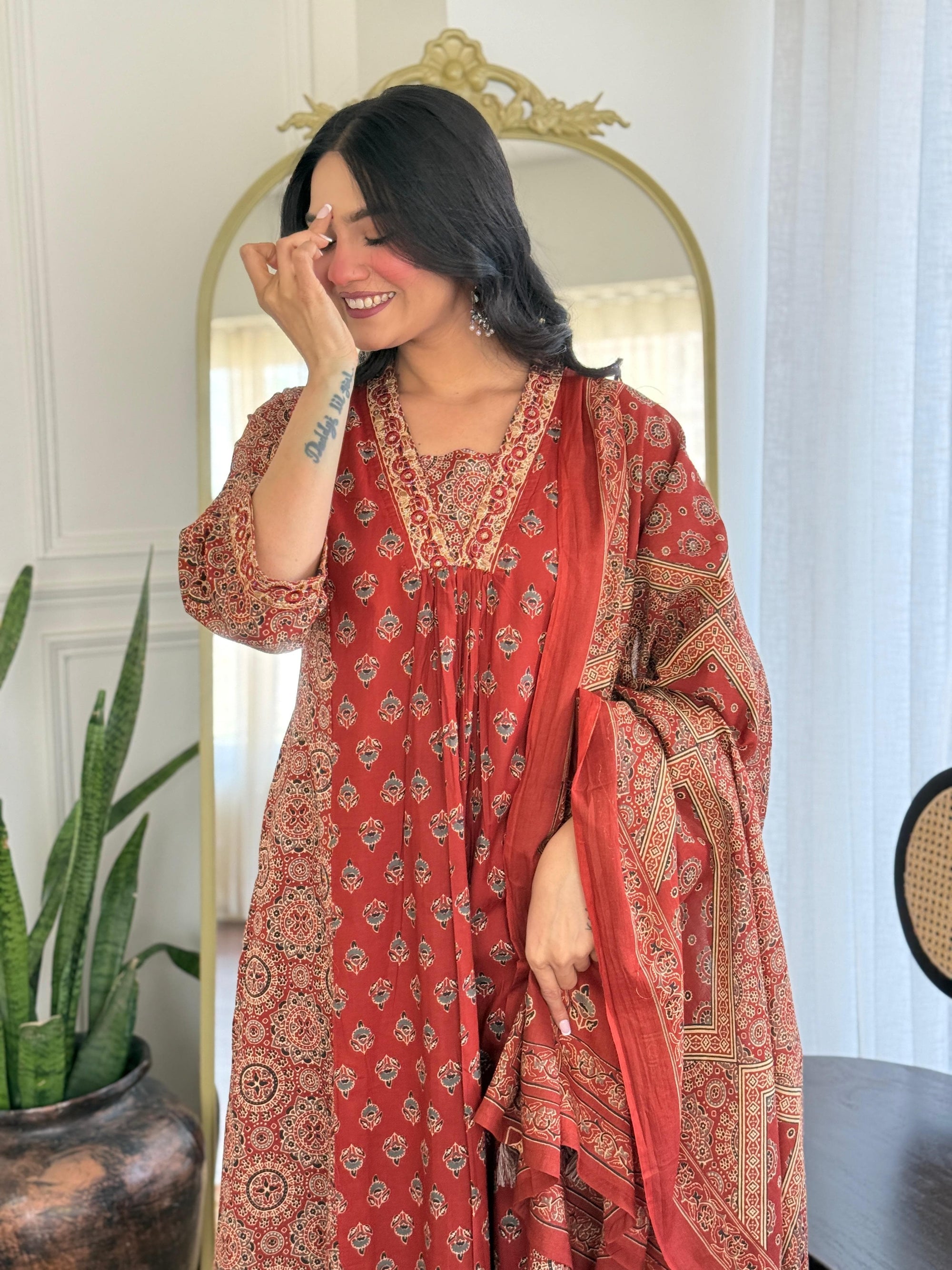 Festival Special Cotton 3 Piece Anarkali Suit Set